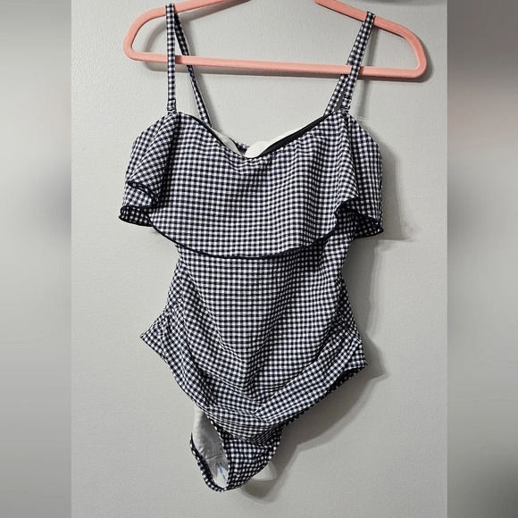Kona Sol Black and White Gingham One Piece Swimsuit New without tags - Picture 1 of 3